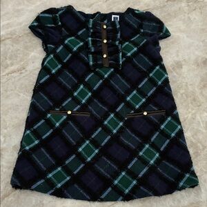 Janie and Jack Plaid Wool Dress with Gold Button Accents